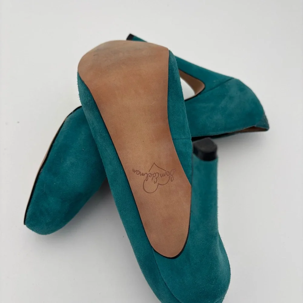 Sam Edelman Teal Green Suede Pointed Toe Platform Stiletto Heels‎ Women's Size 8